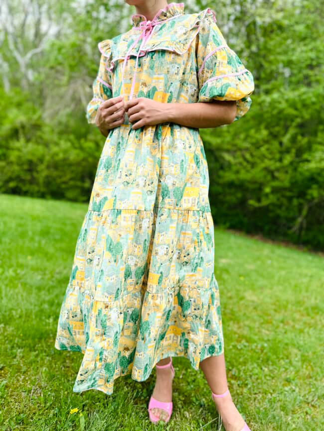 Waiting for Spring Dress In a Lemon and Pink Mix - Ready To Ship