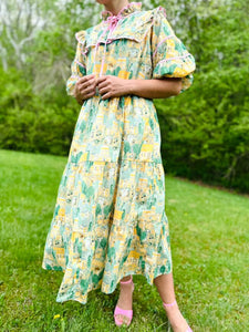 Waiting for Spring Dress In a Lemon and Pink Mix - Ready To Ship