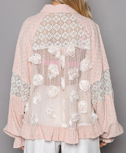 Back View of Pink Mix Color - Field of Flowers Top