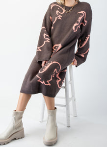 Dino Nugget Special Knit Dress - Blush Mocha Color