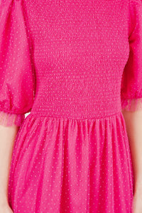 Embraced In Tulle In Fuchsia Dress
