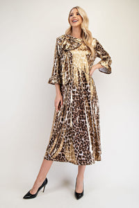 Front of leopard dress with shoulder bow 