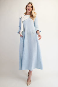 Daintly Adorned With A Bow Dress In Light Blue** ETA 3/22