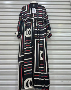 Black And red Geo print long dress