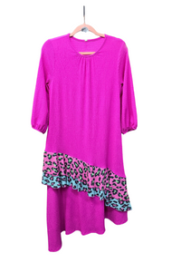 Spring Leopard Frill Dress In Fuchsia*Sizes S - 3X*ETA 3/4