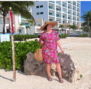 Tropical Getaway Swimdress in Pink - In Stock - Blessed To Bless Boutique