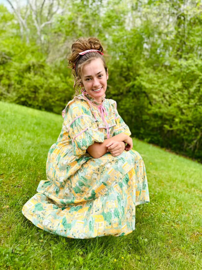 Waiting for Spring Dress In a Lemon and Pink Mix - Ready To Ship