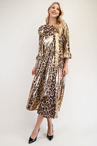 Shimmery Leopard dress with bow 