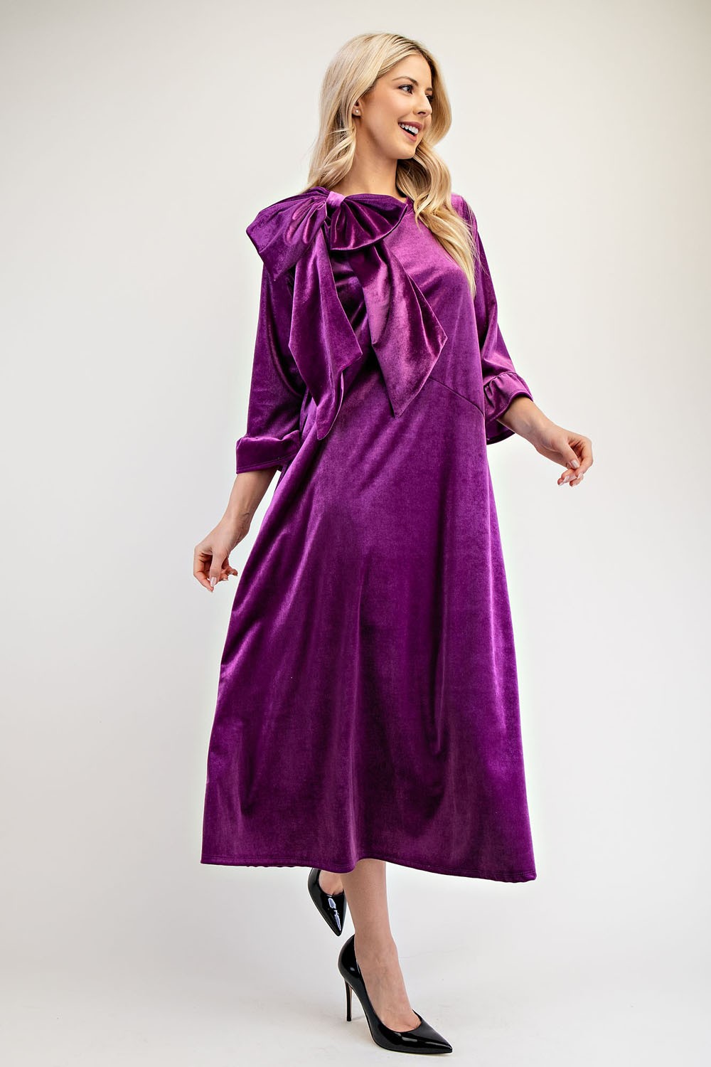 Front of purple velvet dress 