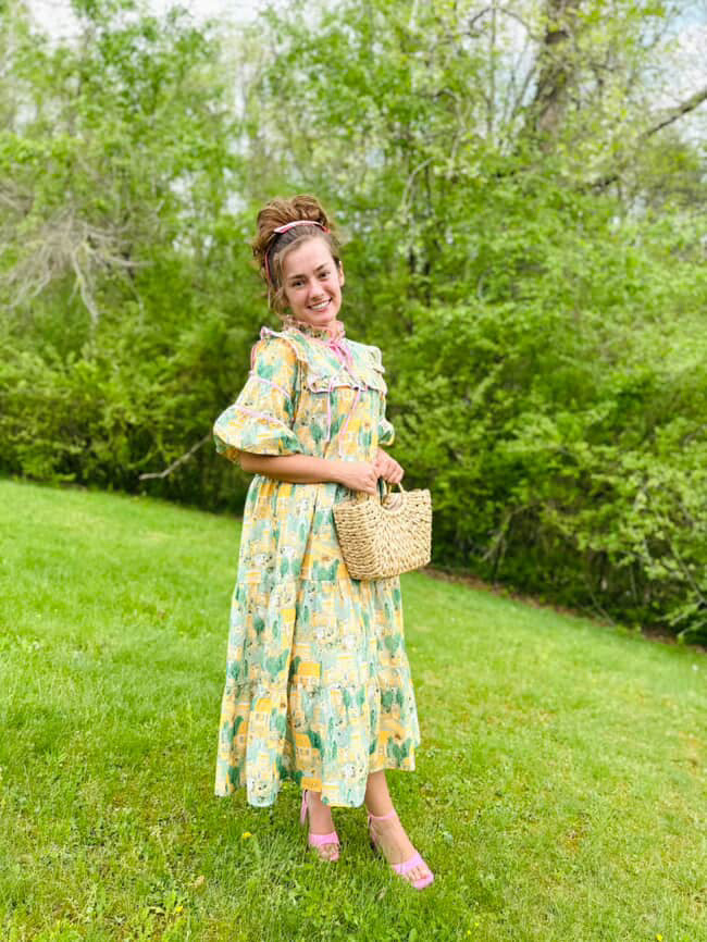 Waiting for Spring Dress In a Lemon and Pink Mix - Ready To Ship