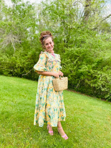 Waiting for Spring Dress In a Lemon and Pink Mix - Ready To Ship
