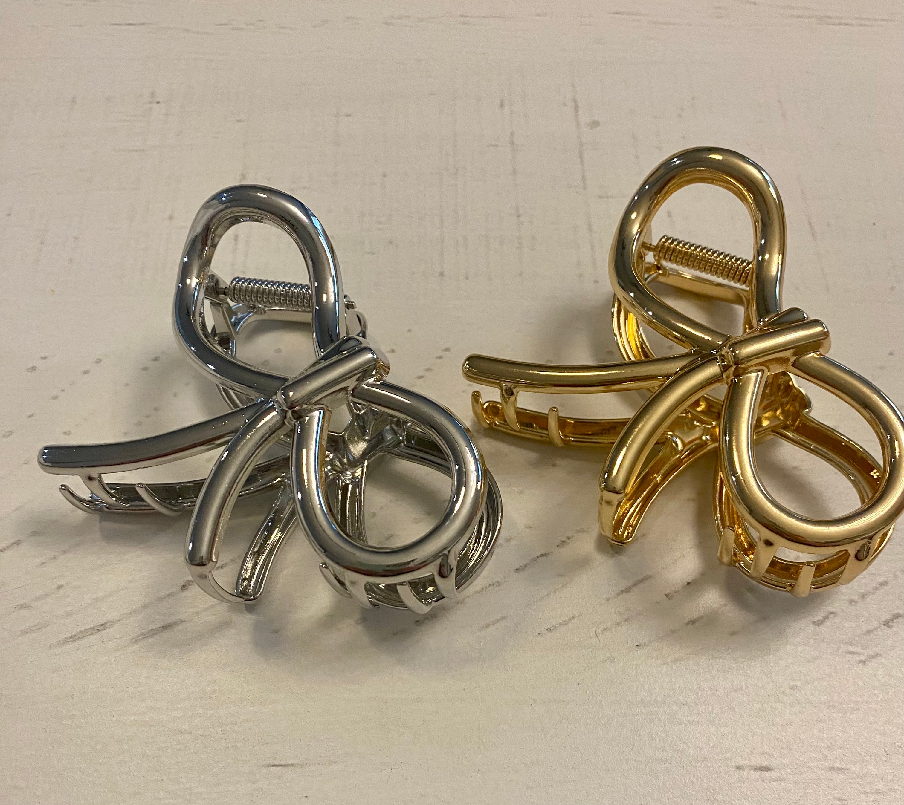 Bow Hair Clips in Gold or Silver