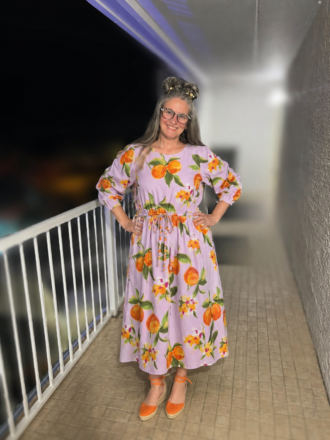 Sweet Orange Blossom Dress | Modest Midi Dress with Pockets