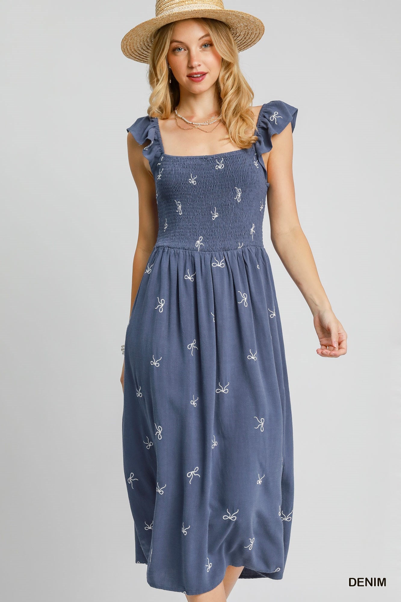 More Bows Please Dress In Denim Blue** Fits S - Plus - Ready To Ship