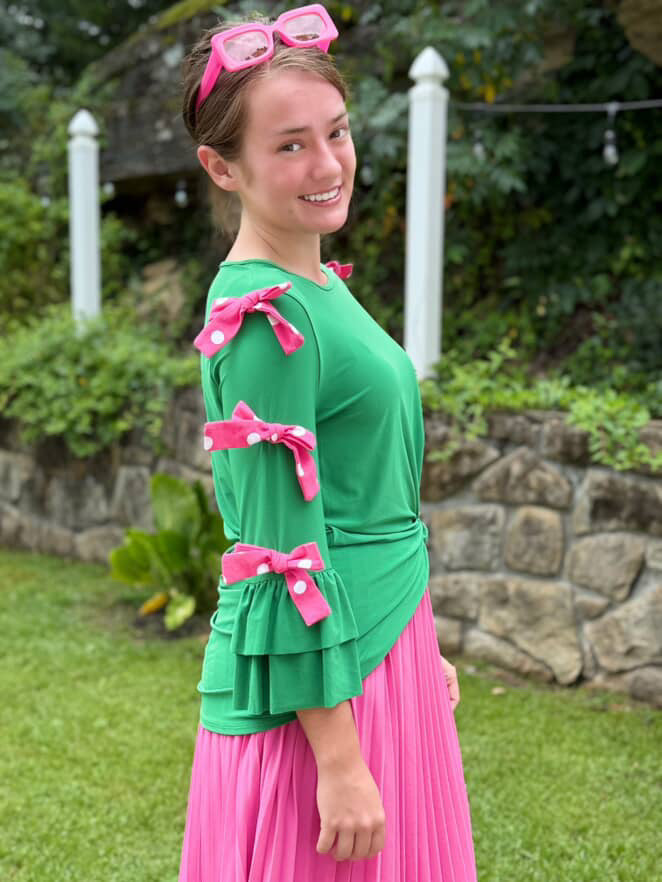 Dotty Bow Sleeve Top