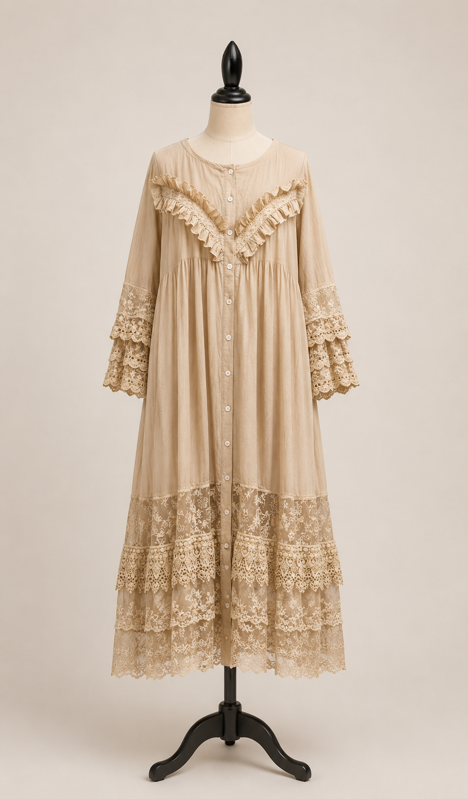 Ivory Manor Boho Lace Dress – Modest Maxi | Blessed To Bless Boutique