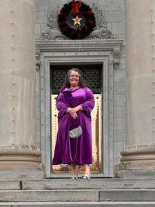 Topped with a Bow Dress in Purple Velvet* Small - 3X