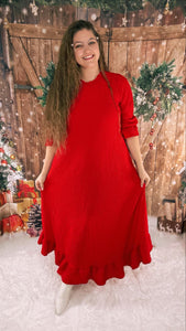 Holiday Elegance Dress In Hunter Green or Red☆ S - 3X ☆