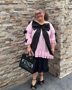 Houndstooth & Bows Tunic Top