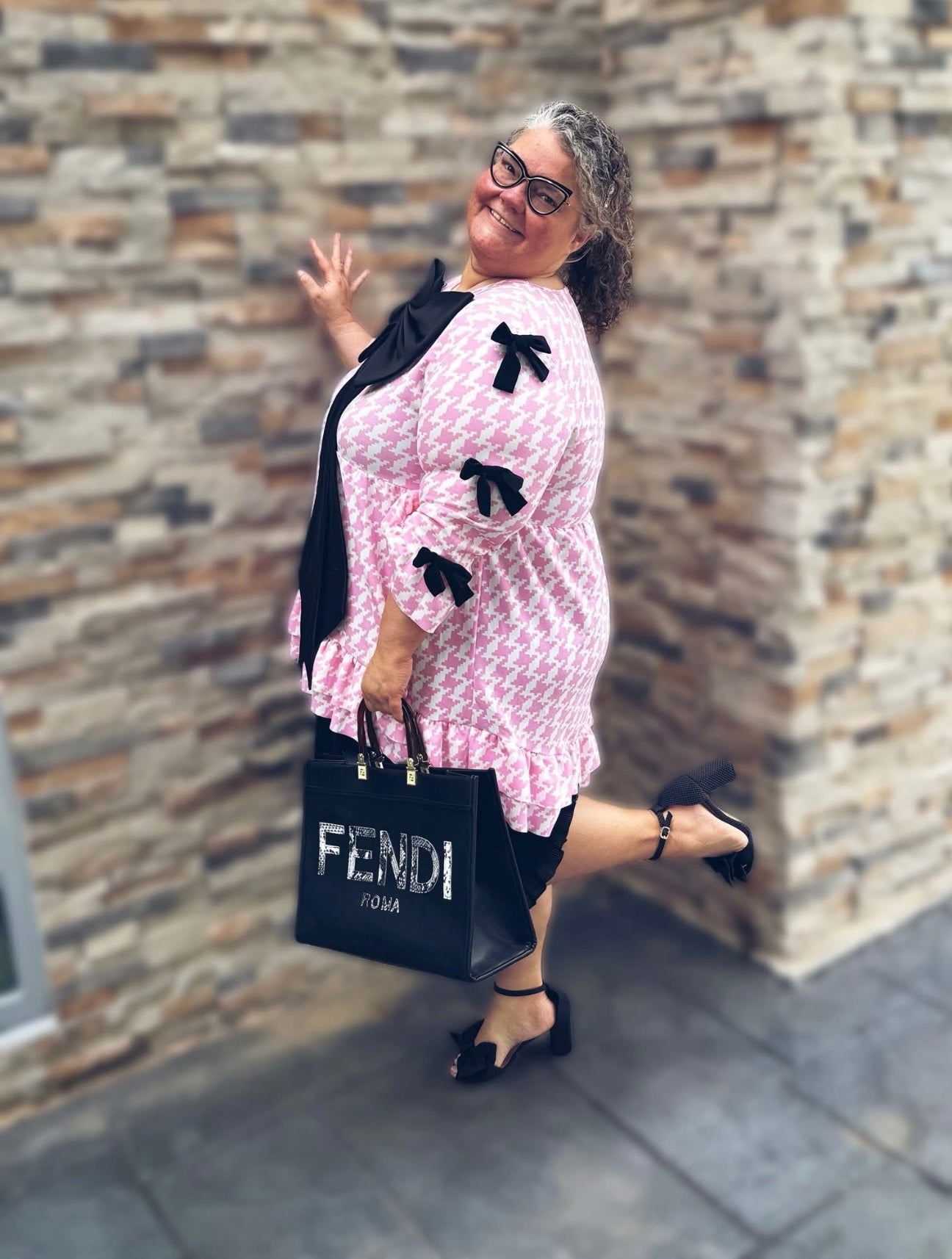 Houndstooth & Bows Tunic Top