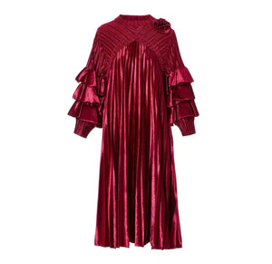 Holiday Stroll Dress in Deep Wine*Preorder* ETA 2/3 Weeks