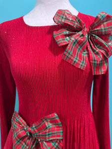 Bow'd for the Holidays Dress in Red with Plaid Bows☆ In Stock - One Size ☆