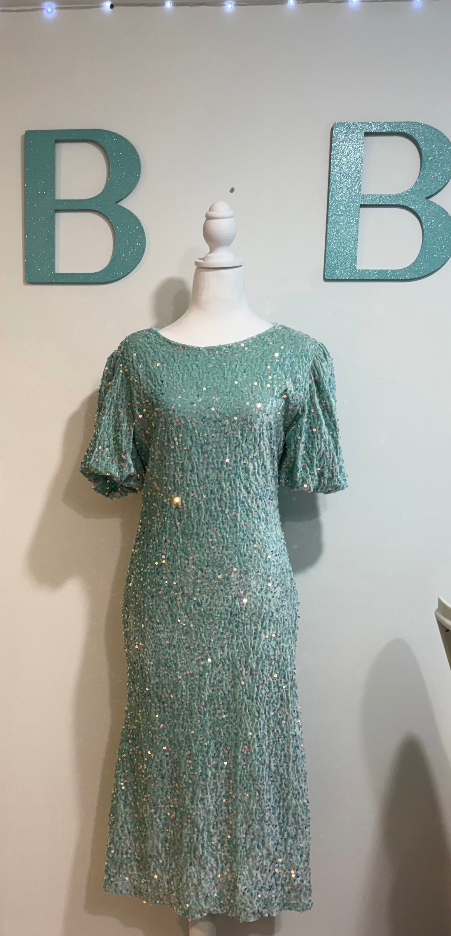 Look at all that shimmer dress in seafoam blue green**Preorder** ETA 2/3 Weeks