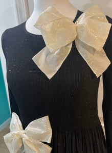 Bow'd for the Holidays Dress in Black with Black Sparkle Bows ☆ In Stock - One Size ☆