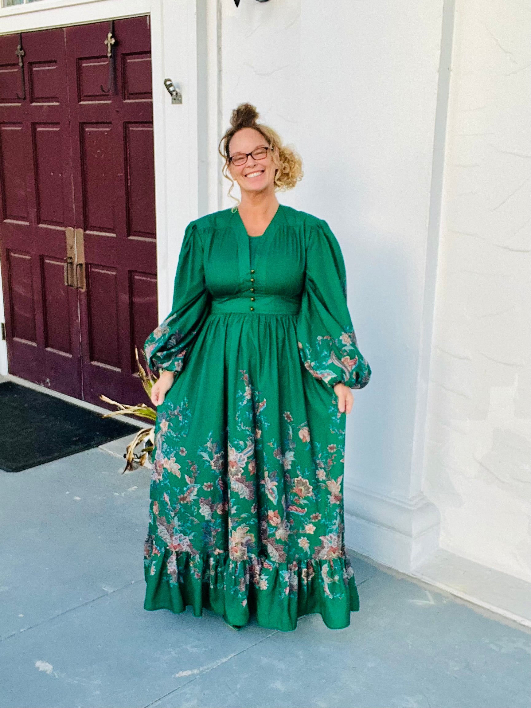 Emerald Bloom Floral Maxi Dress