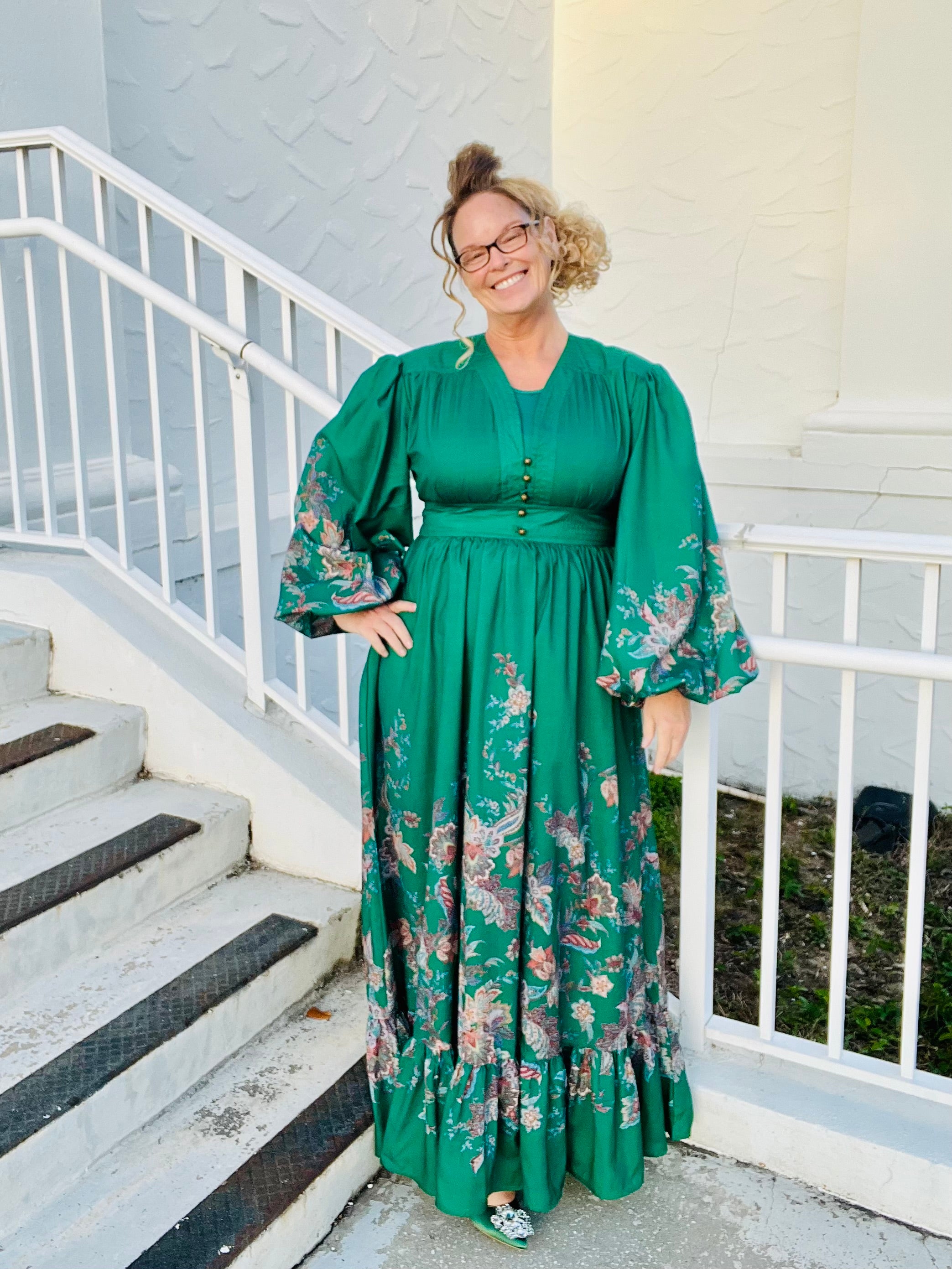 emerald green floral maxi dress Emerald Bloom Floral Maxi Dress