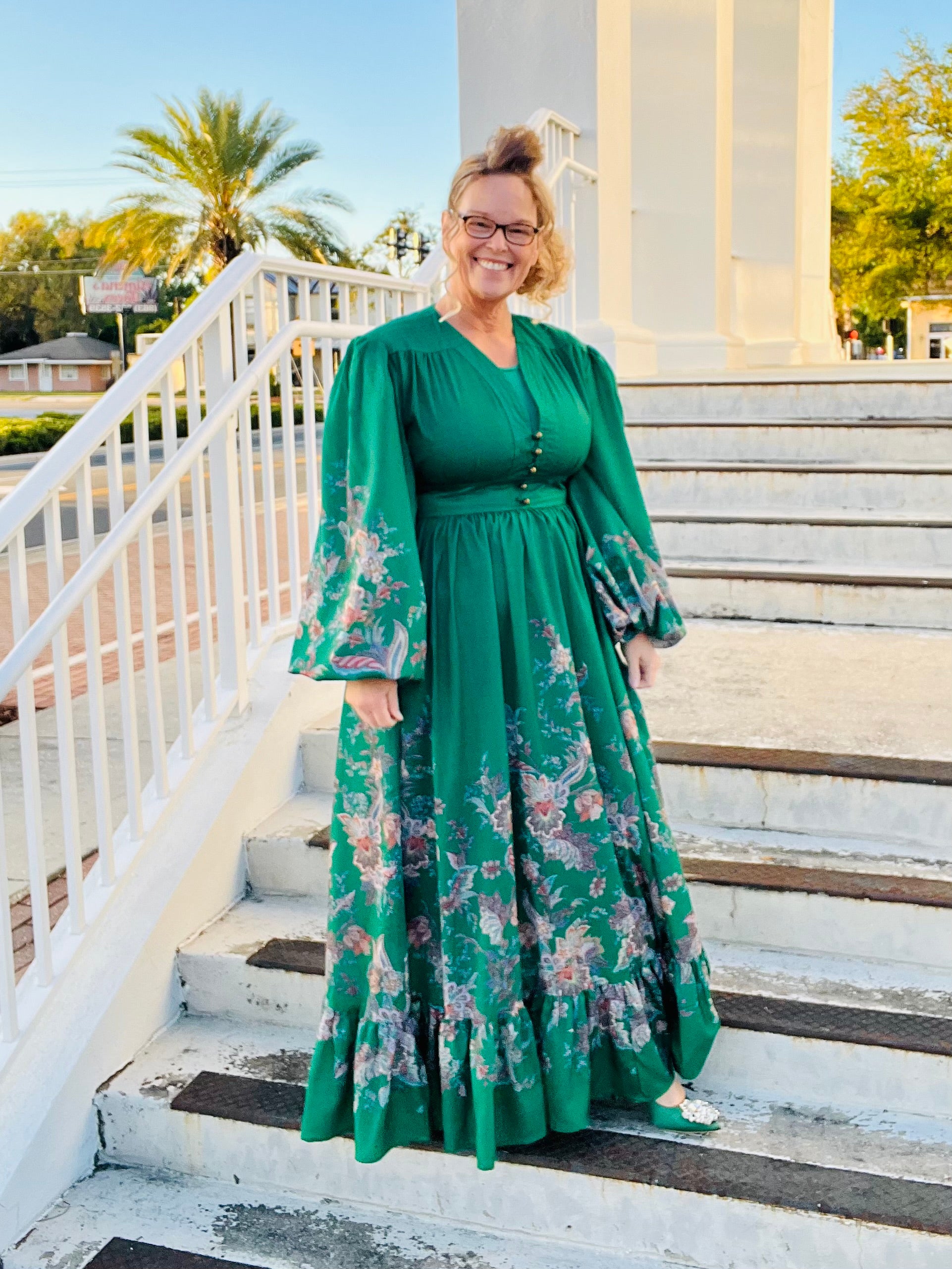 Emerald Bloom Floral Maxi Dress