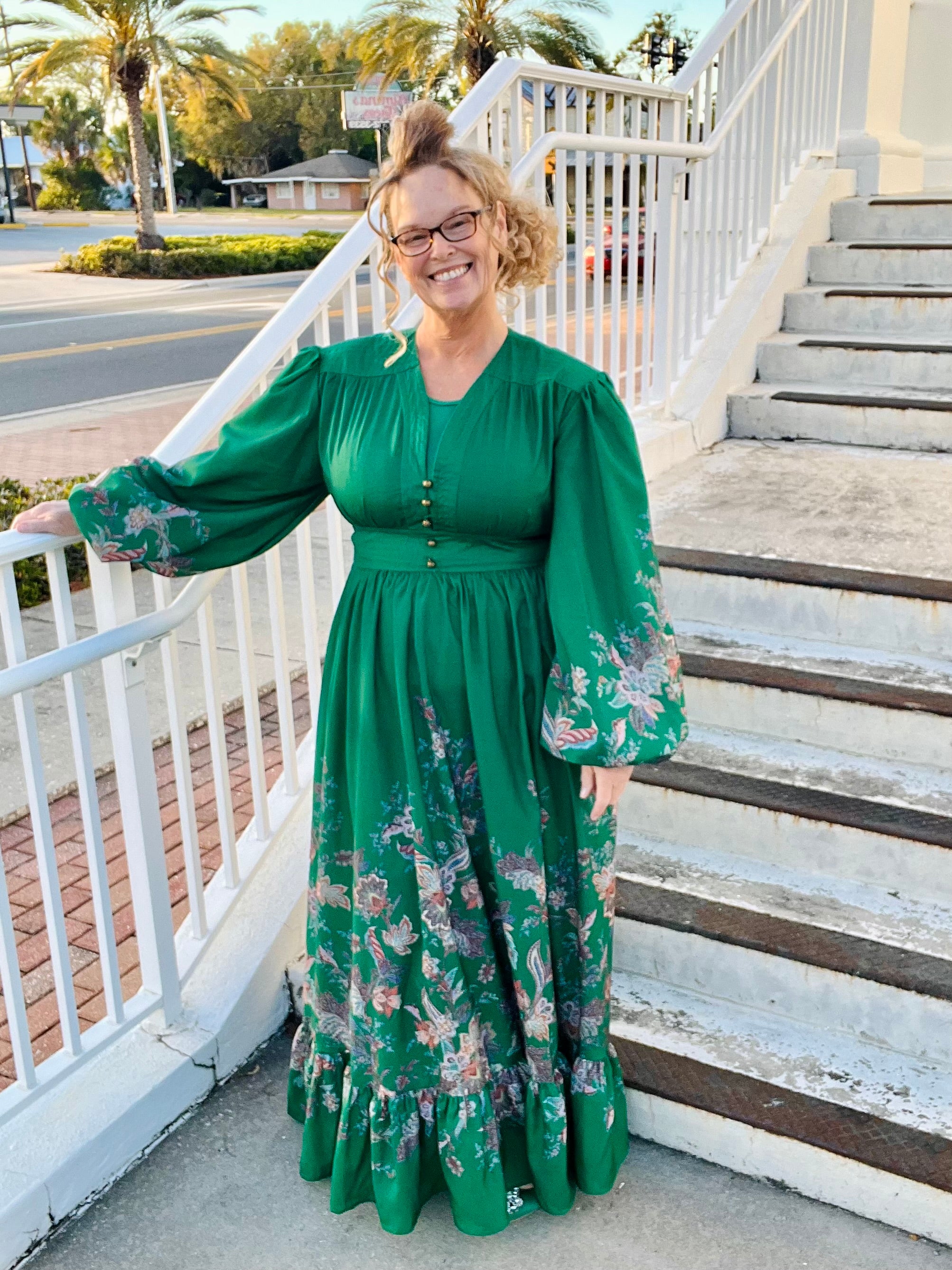 Emerald Bloom Floral Maxi Dress