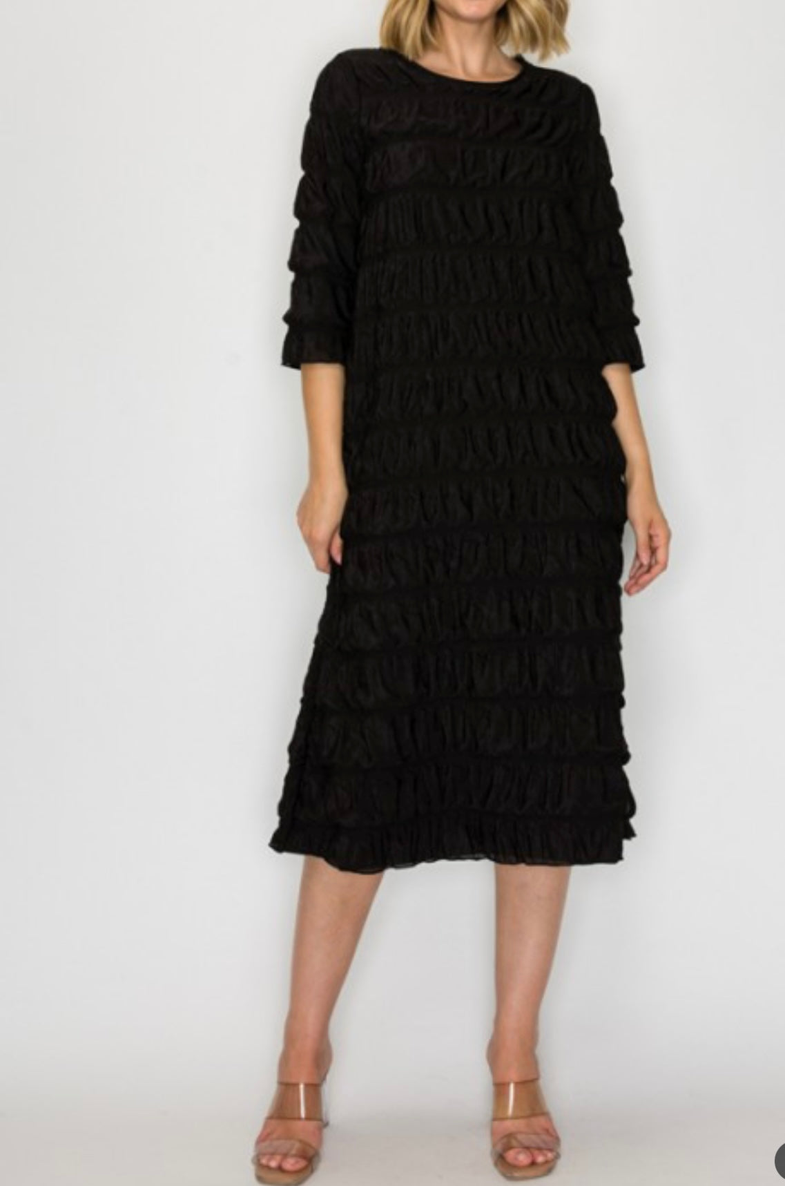 Onyx Flounce Midi Dress 🖤