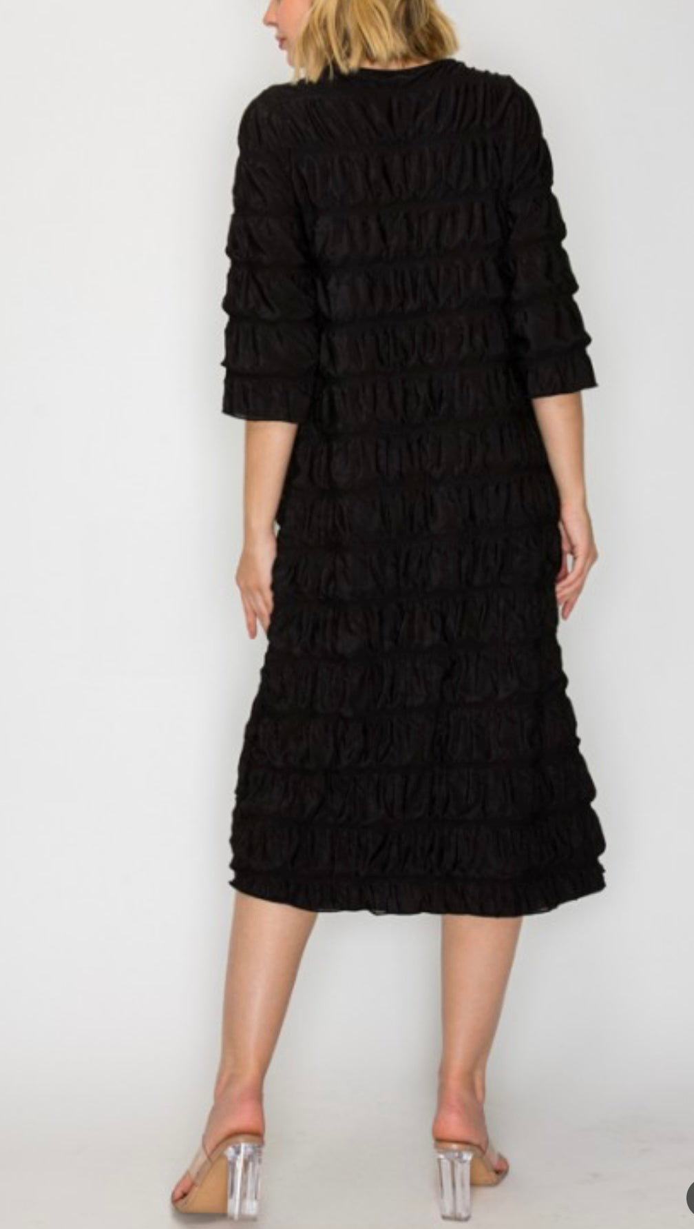 Onyx Flounce Midi Dress 🖤
