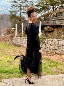 Enchanted Noir Elegance Dress With Sequined Bodice Small Enchanted Noir Elegance Dress With Sequined Bodice Small