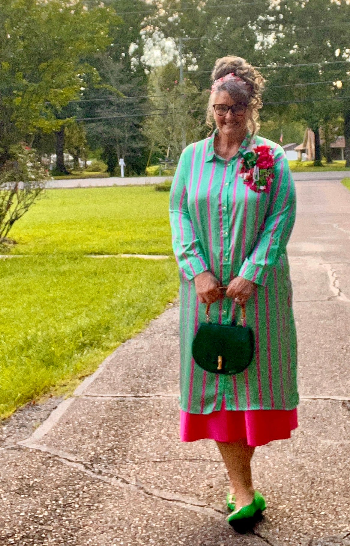 Emerald Glam Button Down Dress - Curvy XL - 2X