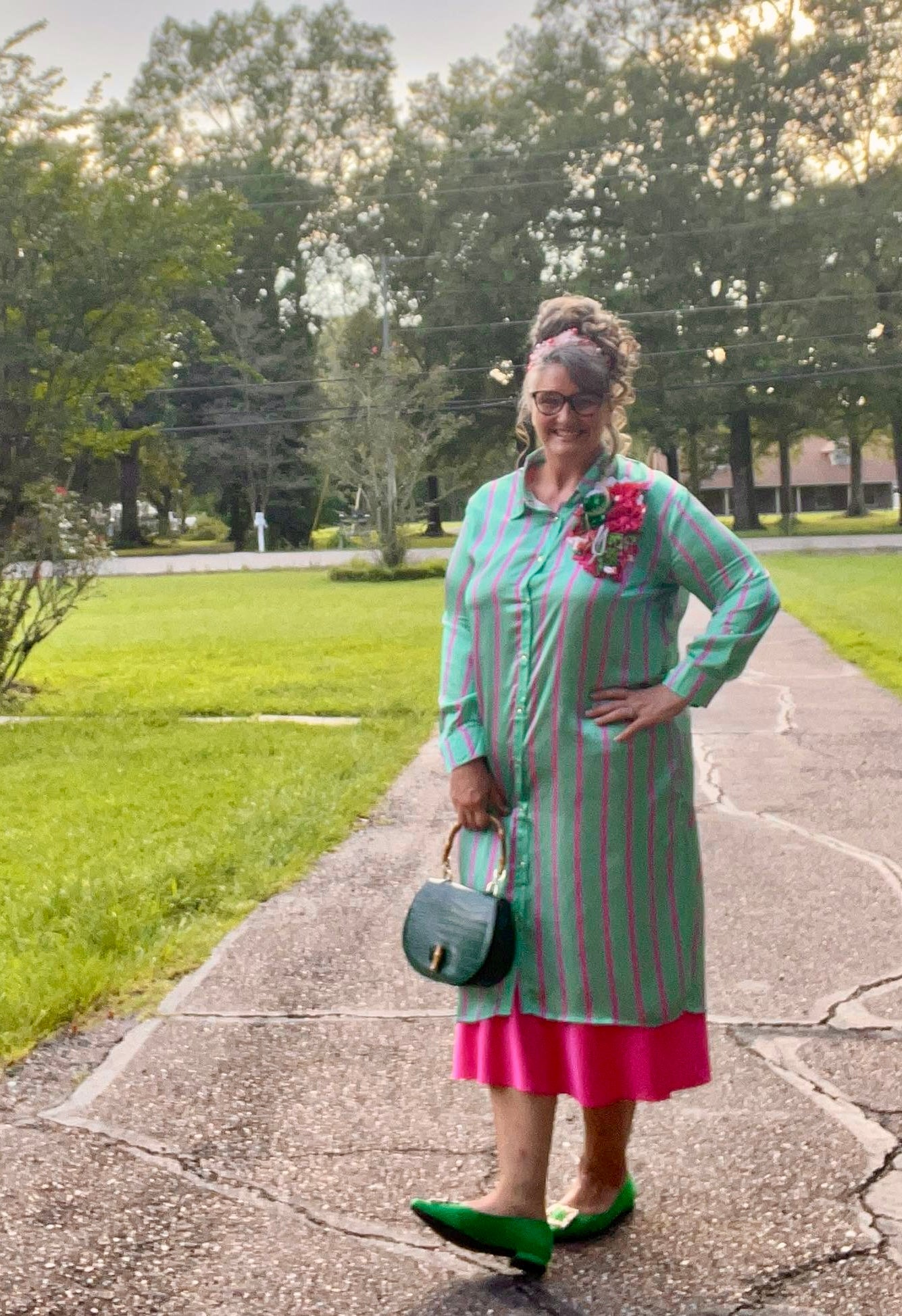 Emerald Glam Button Down Dress - Curvy XL - 2X
