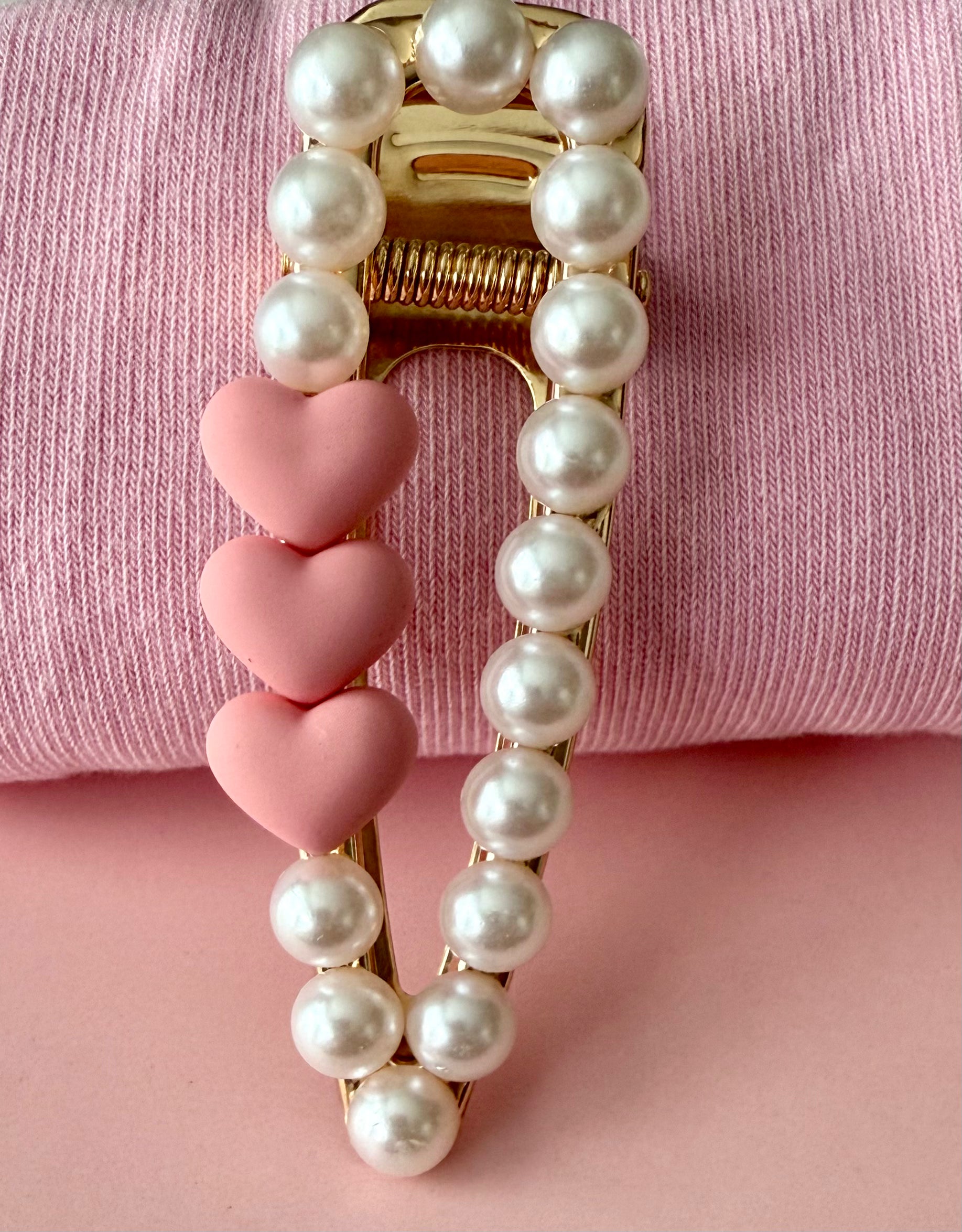 Pearled Heart Barrette