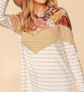 Autumn Patchwork Knit Top