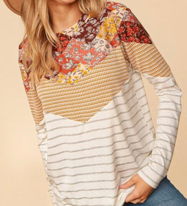 Autumn Patchwork Knit Top