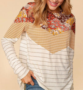 Autumn Patchwork Knit Top
