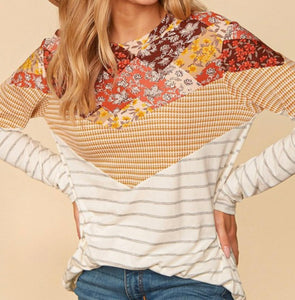 Autumn Patchwork Knit Top