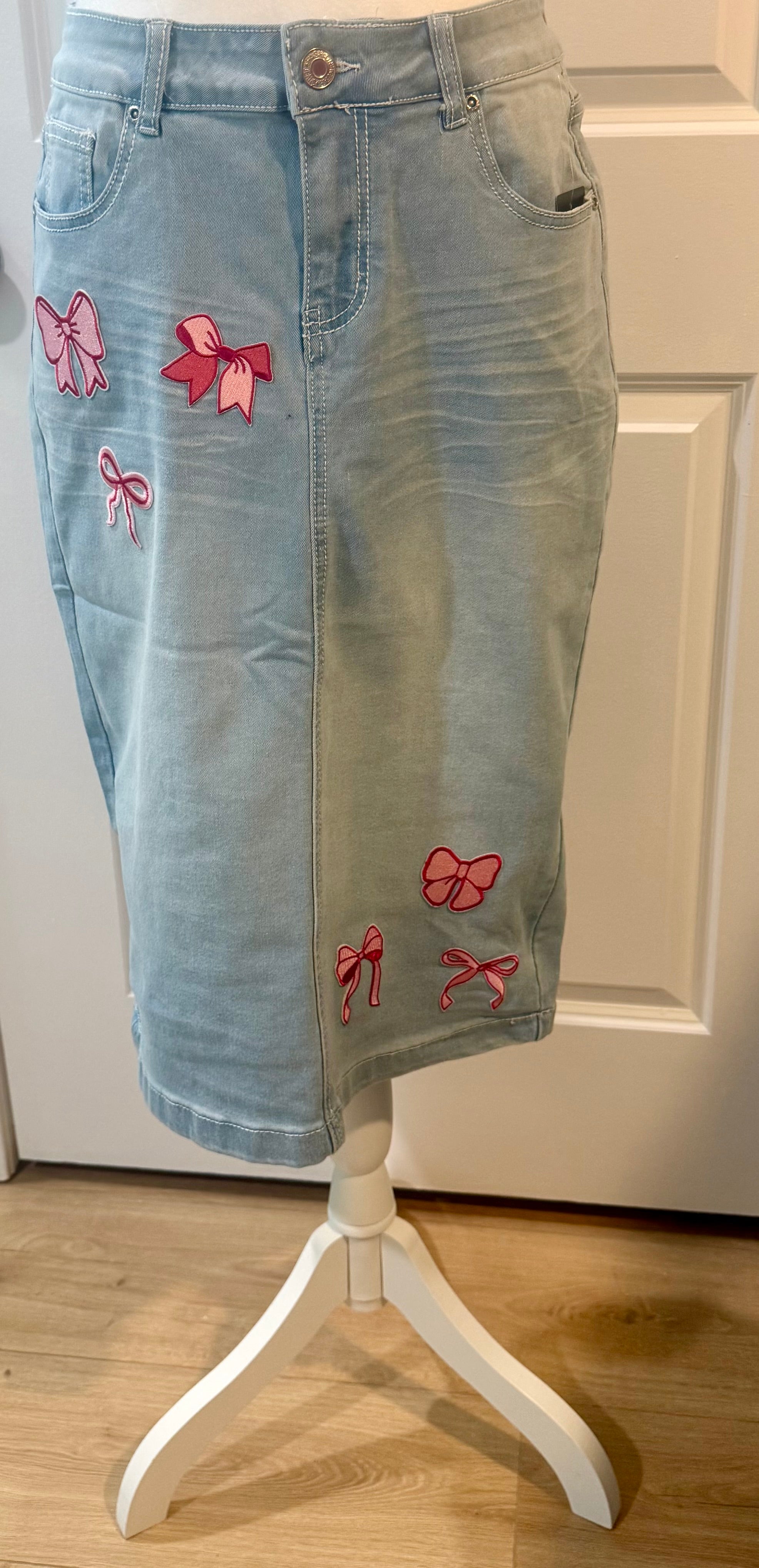 Bow Sweet Bows Denim Skirt - Sizes S - 3X