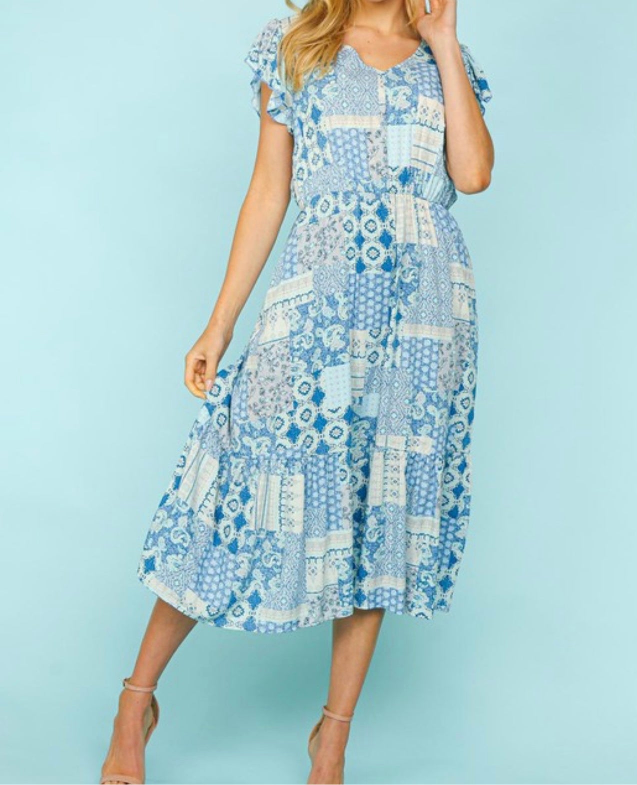 Bohemian Patchwork Midi Dress