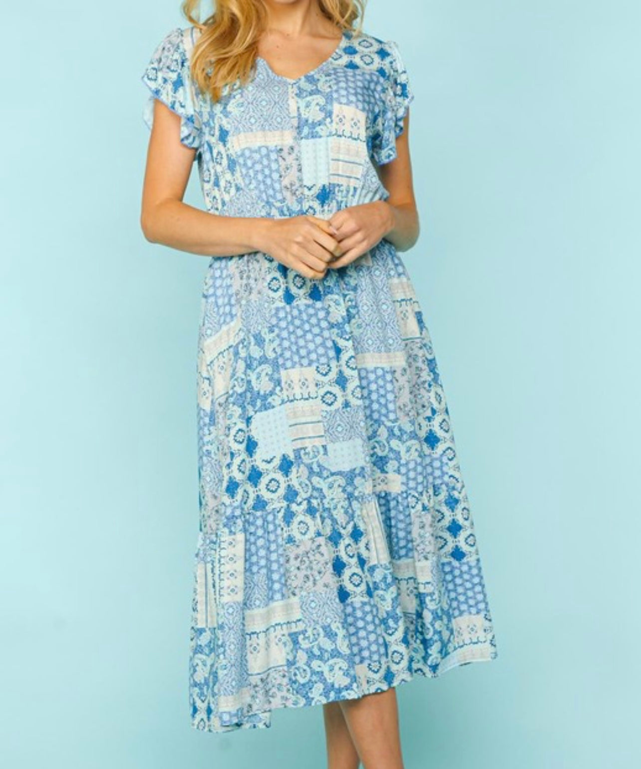 Bohemian Patchwork Midi Dress