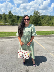 Double Bow Elegance in Sage Dress