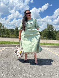 Double Bow Elegance in Sage Dress