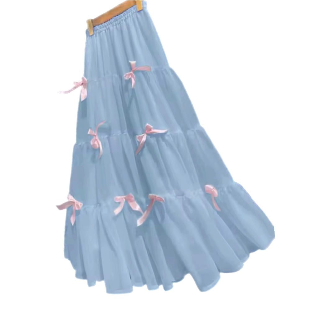 A Touch of Blue Skirt with Pink Bows or Pink Skirt with Pink Bows.