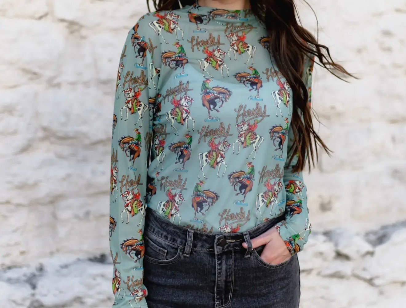 Howdy Mesh Top – Western Cowgirl Layering Top | Blessed To Bless Boutique