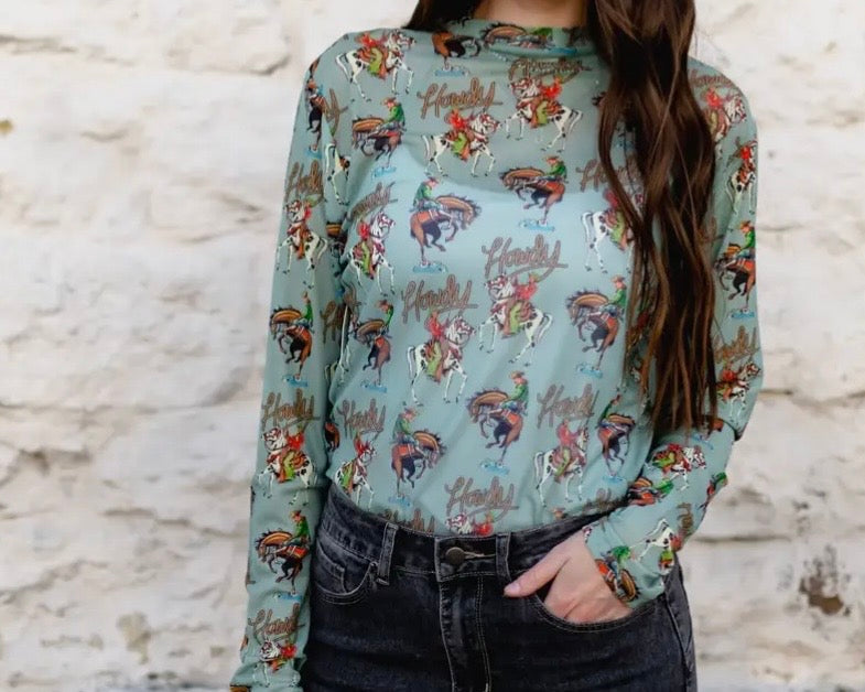 Howdy Mesh Top – Western Cowgirl Layering Top | Blessed To Bless Boutique